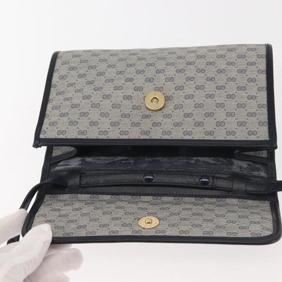 GUCCI Micro GG Supreme Shoulder Bag PVC Navy Gold 004 89 1041 Auth 144072 - Picture 10 of 16